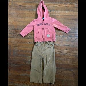 Carhartt 2T toddler pants and hoodie combo